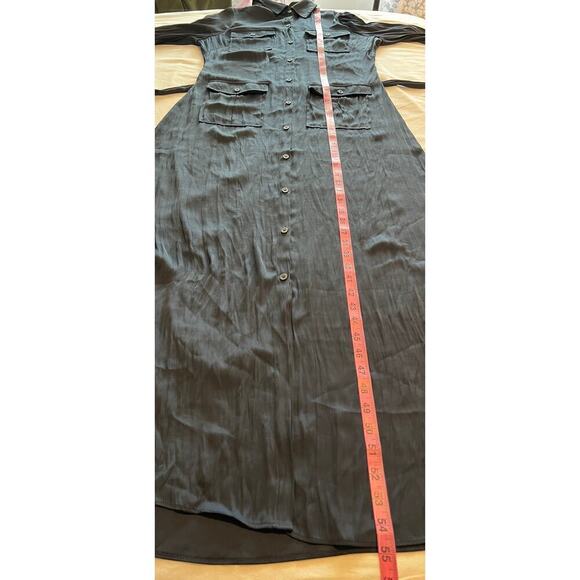 Madewell Women's Button-Front Utility Shirtdress in Satin Deep Indigo Size Small - Picture 16 of 16